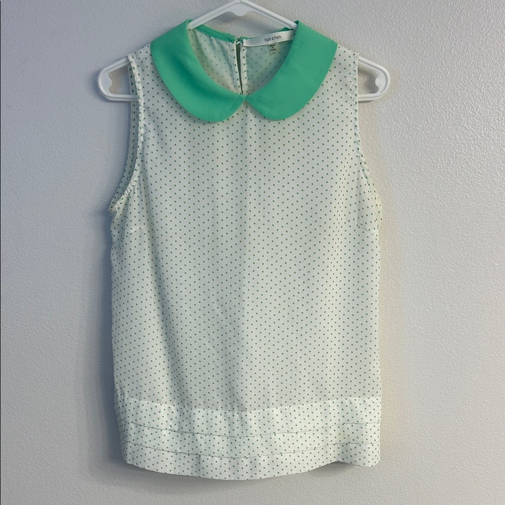 Fun 2 Fun  | Mint Green Polka Dot Blouse